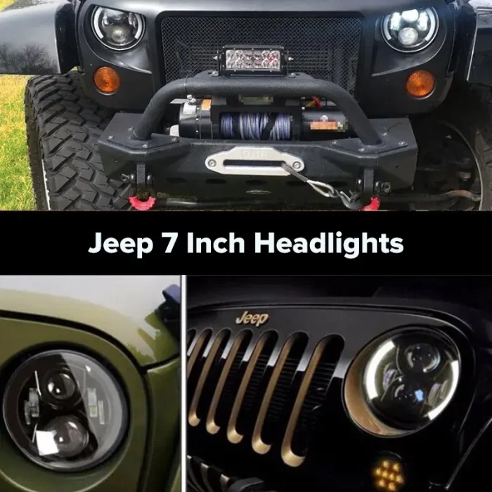 7 Inch Jeep LED Headlight 60W High/Low Beam Halo Angel Eyes, IP67 Waterproof Rating and Dustproof Design - Image 5
