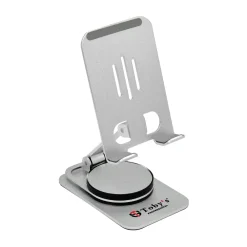 Toby's New Desktop Mobile Phone Tablet Holder Stand Rotatable Aluminum Alloy Cellphone Bracket - Silver