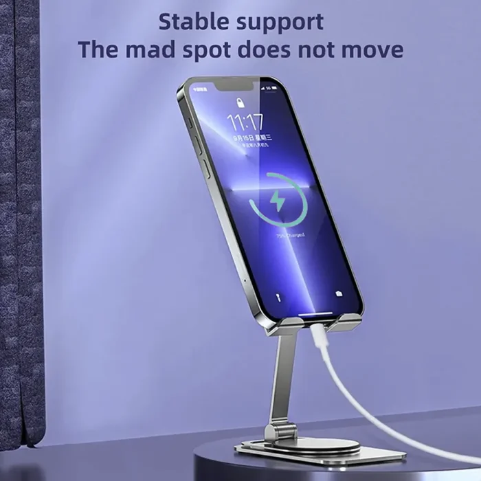 Toby's New Desktop Mobile Phone Tablet Holder Stand Rotatable Aluminum Alloy Cellphone Bracket - Silver - Image 2
