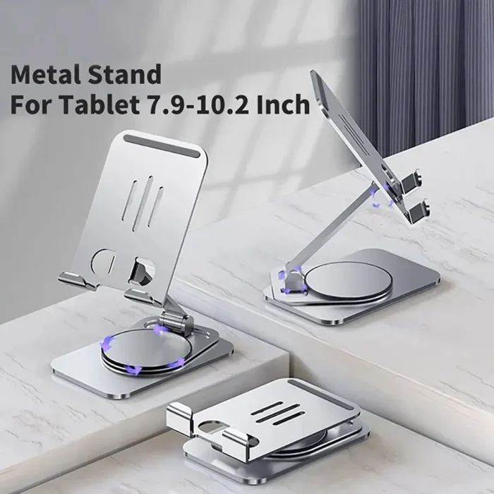 Toby's New Desktop Mobile Phone Tablet Holder Stand Rotatable Aluminum Alloy Cellphone Bracket - Silver - Image 6