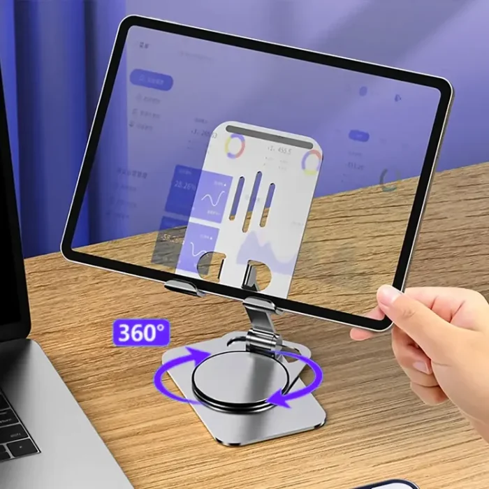 Toby's New Desktop Mobile Phone Tablet Holder Stand Rotatable Aluminum Alloy Cellphone Bracket - Silver - Image 7