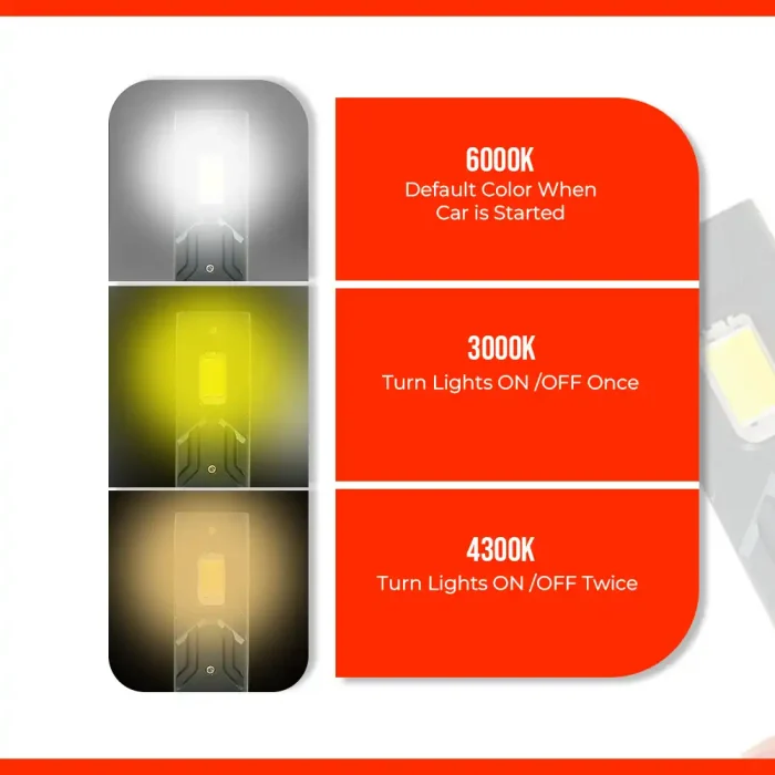 Toby's New T19 Max LED H7 Headlight 65Watts Bulbs 3 Color Changing Light (6000K Diamond White, 3000K Golden Yellow, 4300K Warm White) for High Beam, Low Beam, or Fog Light - Image 3