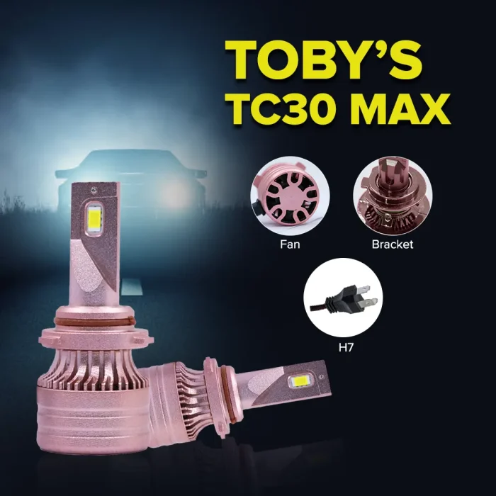 TBS DESIGN 2 Pieces TC30 MAX H7 60W/Pair LED Headlight Bulb Assembly 6000/Pair Lumens Xtreme Bright With Color Temperature 6500K - Image 3