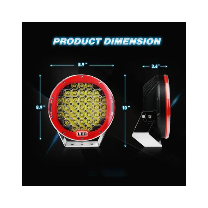 One Piece R 96W 9 Inches Round Red LED Spot Driving Work Light, Flood Beam Pattern with 30? Spot Beam Optional, ATV 4x4 Boat Off Road Head Light, IP67 Waterproof Rating, and Die-Cast Aluminum Housing Material - Image 6