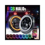 Toby's RGB 7 Inch Bluetooth LED Headlight, RGB Halo's W/Amber Turn Signal Function