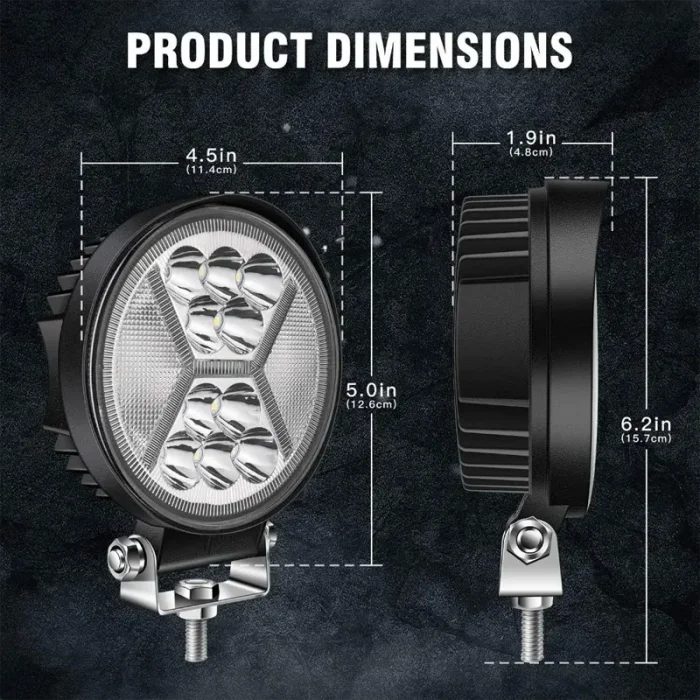 54W Round LED Work Light With Amber DRL Light 5800Lm Flood Spot Combo Beam LED Light Bar, Aluminum Die-Cast Housing Material with Waterproof Resistance - Image 3