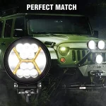 Round 54W LED Work Light With Amber DRL Light 5800Lm Flood Spot Combo Beam LED Light Bar - Image 4