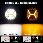 Round 54W LED Work Light With Amber DRL Light 5800Lm Flood Spot Combo Beam LED Light Bar - Image 5