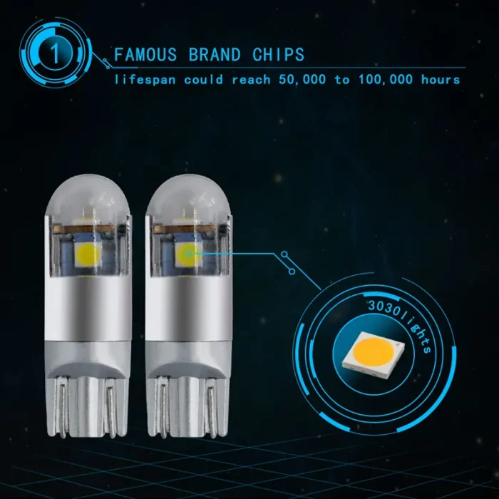 High-Intensity Fast Active T10 3030 3smd DRL Bulbs Auto License Plate, Parking Light, Brake Lights, Reading Lamp, Signal Light, Roof Light W5W - Image 4