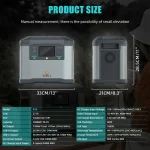 Toby's TBS 273A Portable Power Station 1500W 278100mAh With Solar Panel, 1008Wh Portable Charging Station Fast Recharge 80% in 1H, 3 AC Outlets (Peak 2500W) Portable Power Backup for Camping RV/Van Emergency - Image 5