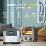 Toby's TBS 273A Portable Power Station 1500W 278100mAh With Solar Panel, 1008Wh Portable Charging Station Fast Recharge 80% in 1H, 3 AC Outlets (Peak 2500W) Portable Power Backup for Camping RV/Van Emergency - Image 2