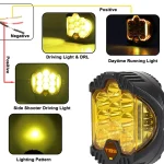 TBS Design 1 Piece R 60W 7-inches Yellow LED Headlight Jeep Wrangler Work Light - Image 2
