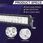 72W 12 Inches Light Bar Combo Light, Floodlight, Spotlight, IP67 Waterproof Resistance with Aluminum Housing Material - Image 4