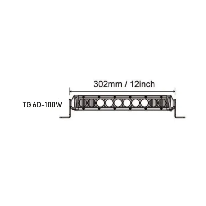 12 Inches TG 6D-100W Bar light, IP68 Waterproof Rating, CREE Light Source with 3250LM Lumens - Image 5