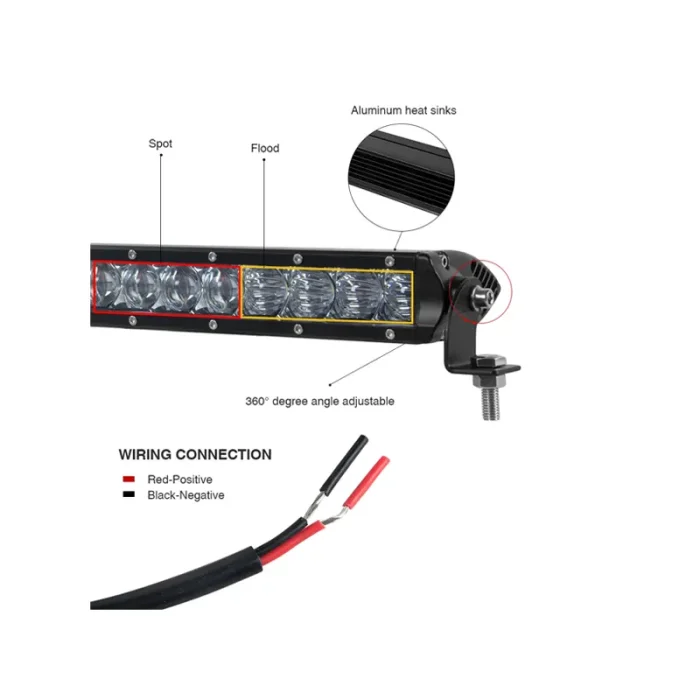 12 Inches TG 6D-100W Bar light, IP68 Waterproof Rating, CREE Light Source with 3250LM Lumens - Image 2