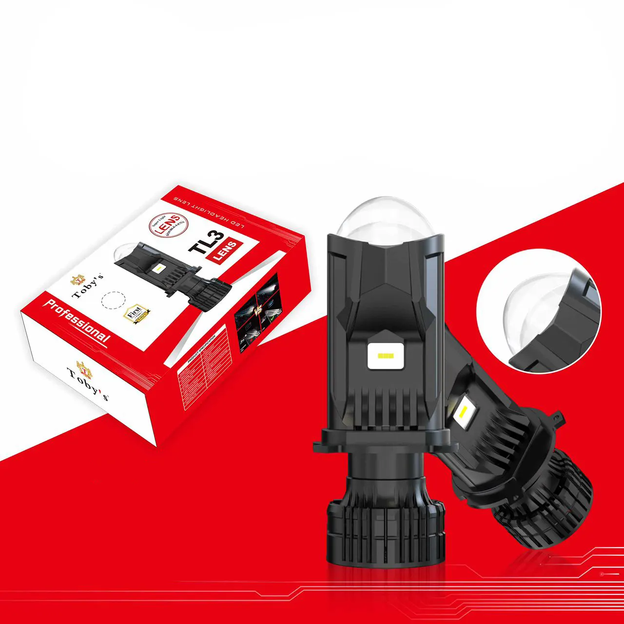 TL3-9005.webp Tobys New TL3 9006 Led Headlight Bulbs with Mini Projector Lens High/Low beam DC12V 6500K white light - Image 1