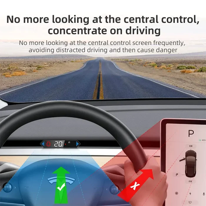 Tesla Heads up Display Mini Digital Speedometer with LCD, Displays Speed, Gear, Electricity, etc. - Image 4