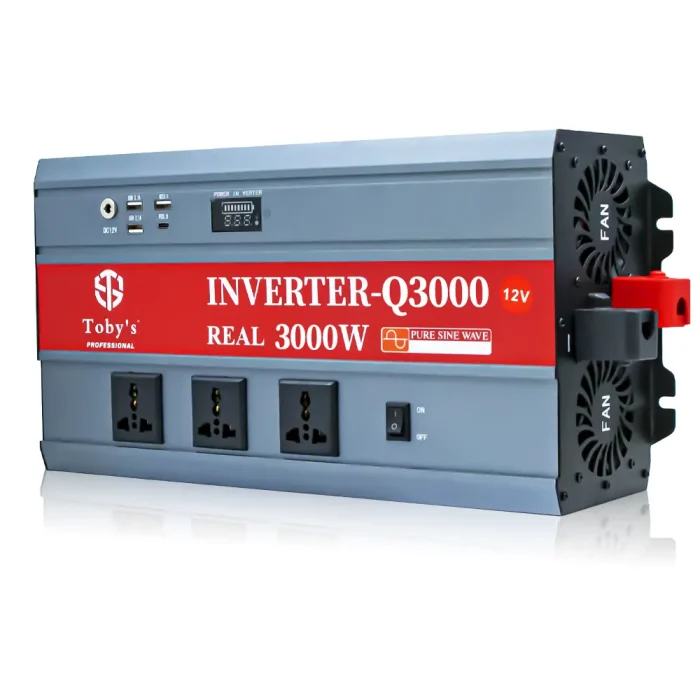 Toby's New 3000W Car Power Inverter 12V to 220V Ac Power Converter, Front  LED Display, Pure Sine Wave Inverter For Laptop, Tablet, Solar System, Camping( Q3000 ) - Image 2