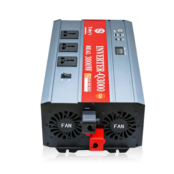 Toby's New 3000W Car Power Inverter 12V to 220V Ac Power Converter, Front  LED Display, Pure Sine Wave Inverter For Laptop, Tablet, Solar System, Camping( Q3000 ) - Image 4