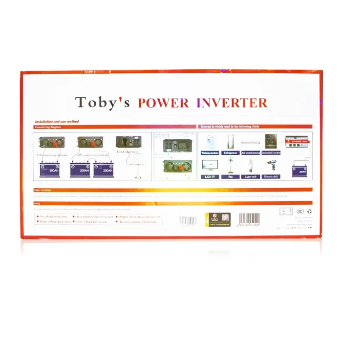 Toby's New 5000W Car Power Inverter 12V to 220V Ac Power Converter, Front  LED Display, Pure Sine Wave Inverter For Laptop, Tablet, Solar System, Camping ( Q5000) - Image 8