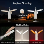 Toby's New Camping Lantern 3500mAh Rechargable , 750 Lumens Hanging Camping Lights Portable Collapsible Camp Lamp 3 Light Modes Waterproof Led Lantern Flashlight for Tents Hiking Camping Emergency Power Cut - Image 3