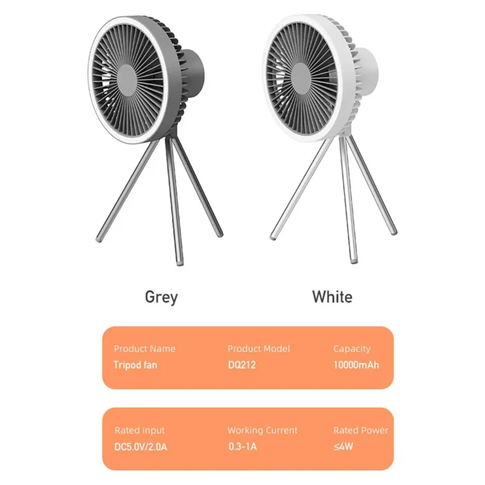 Toby's New CPL-T16 Tripod Fan 3in1 with Light for Outdoor Camping (Grey) - Image 4