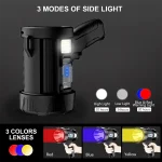 Toby's Rechargeable Spotlight, 150000 Lumens Solar Flashlight Led Spot Light Outdoor Handheld with Cob Light, 3000mAh 4 Color 6 Modes Portable Spotlight Flashlight for Hunting Boating Marine - Image 2