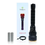Toby's Torch 105 New LED Flashlight Rechargeable USB 3000 Lumens IPX5 Waterproof 4 Light Modes Flashlight for Household Camping Hiking Emergency