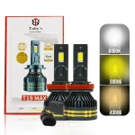 Toby's New T19 Max LED 9005 Headlight 65Watts Bulbs 3 Color Changing Light (6000K Diamond White, 3000K Golden Yellow, 4300K Warm White) for High Beam, Low Beam, or Fog Light