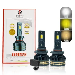 Toby's New T19 Max LED 9006 Headlight 65Watts Bulbs 3 Color Changing Light (6000K Diamond White, 3000K Golden Yellow, 4300K Warm White) for High Beam, Low Beam, or Fog Light