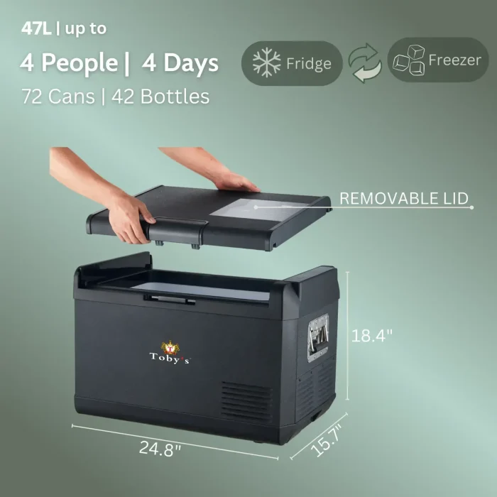 Toby's TR-47 Electric Cooler Portable Refrigerator Freezer Compact Fridge freezer Electric Cooler for Car RV Vehicle Boat Home Use Travel Camping Truck Party Picnic Outdoor (47 Liter) - Image 8