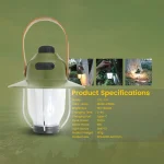 Toby's CPL-T37 Led Camping Lights Portable Retro Atmosphere Lantern Stepless-dimming Knob Rechargeable Desk Lamp Reading Night Lights for Bedroom Office Hiking - Image 11