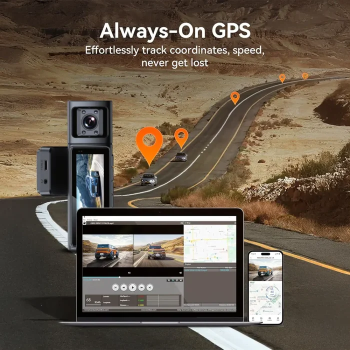 Toby&rsquo;s K1000 3CHs 4K Mini Dashcam Triple Camera Front, Inside, Rear, 3.2&rdquo; IPS Screen, WiFi, G-Sensor, Loop Recording, Parking Assist & 256GB Support - Image 5