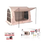 Tobys Inflatable Camping Tent 05 With Pump Easy Setup 4 Season Waterproof Windproof Outdoor Oxford Tent Luxury Cabin Tent Mesh Windows & Doors