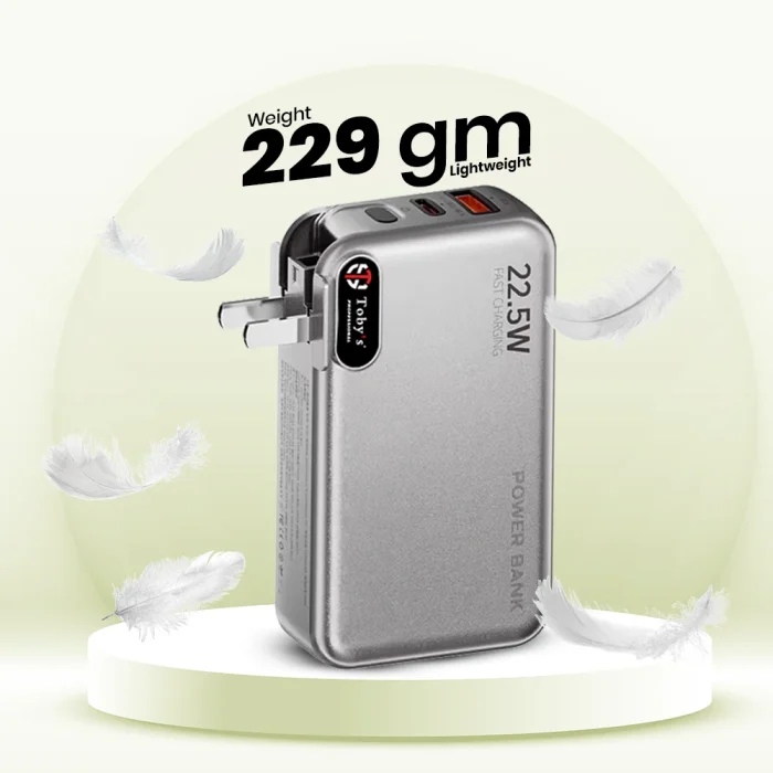 Toby&rsquo;s PB-01 10000mAh Power Bank 22.5W Fast Charging 3 in 1 AC Charger with Built-in Lightning & Type-C Cables, USB-A & Type-C Outputs - Image 11