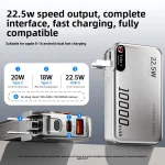Toby&rsquo;s PB-01 10000mAh Power Bank 22.5W Fast Charging 3 in 1 AC Charger with Built-in Lightning & Type-C Cables, USB-A & Type-C Outputs - Image 2