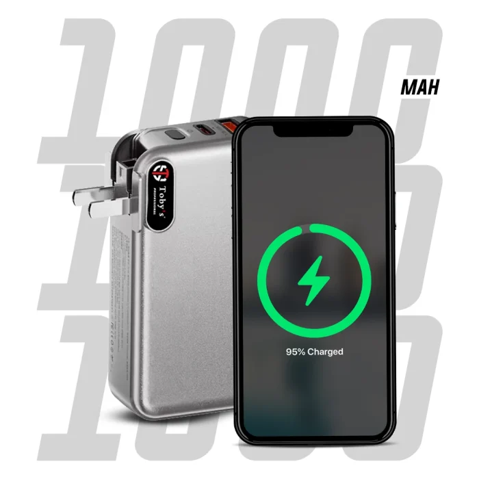Toby&rsquo;s PB-01 10000mAh Power Bank 22.5W Fast Charging 3 in 1 AC Charger with Built-in Lightning & Type-C Cables, USB-A & Type-C Outputs - Image 8