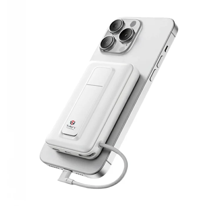 Tobys PB-02 MagSafe Wireless Power Bank 10000mAh 18W Fast Charging with Type-C Input, 3-Port Output & Built-in Bracket for iOS & Android - Image 3