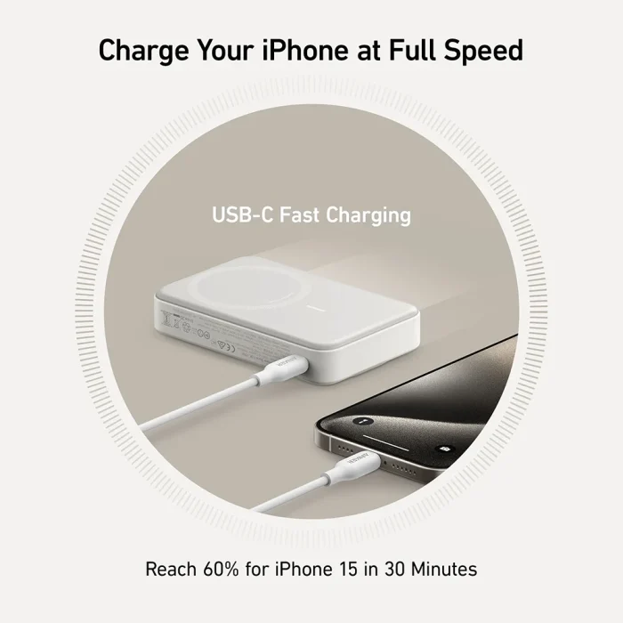 Tobys PB-03 Magnetic Wireless Power Bank 10000mAh 20W Fast Charging with 15W Wireless, Built-in Cable, 3-Port Output & Portable Bracket - Image 7