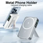 Tobys PB-03 Magnetic Wireless Power Bank 10000mAh 20W Fast Charging with 15W Wireless, Built-in Cable, 3-Port Output & Portable Bracket - Image 4