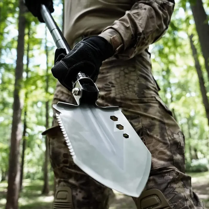 Tobys Shovel 01 Multifunctional Tactical Camping Shovel Portable Survival Tool with Fire Starter, Knife, Safety Hammer And Screwdriver - Image 2
