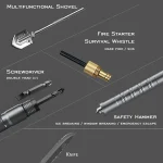 Tobys Shovel 01 Multifunctional Tactical Camping Shovel Portable Survival Tool with Fire Starter, Knife, Safety Hammer And Screwdriver - Image 5