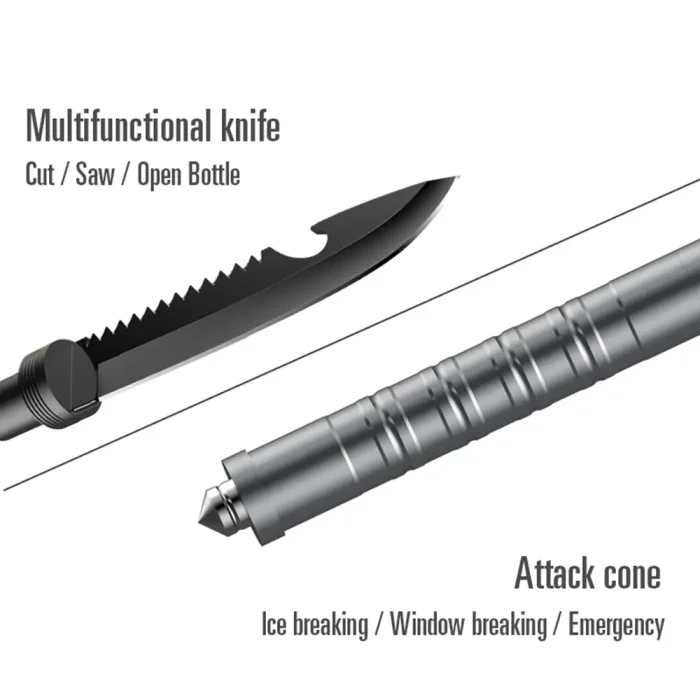 Tobys Shovel 01 Multifunctional Tactical Camping Shovel Portable Survival Tool with Fire Starter, Knife, Safety Hammer And Screwdriver - Image 11