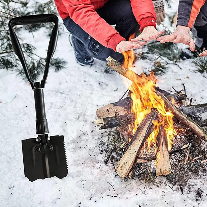 Tobys Camping Shovel 02 Folding 4-in-1 Compact Portable Survival Tool with Pickaxe, Saw, and Carry Pouch - Image 2