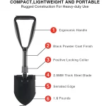 Tobys Camping Shovel 02 Folding 4-in-1 Compact Portable Survival Tool with Pickaxe, Saw, and Carry Pouch - Image 9