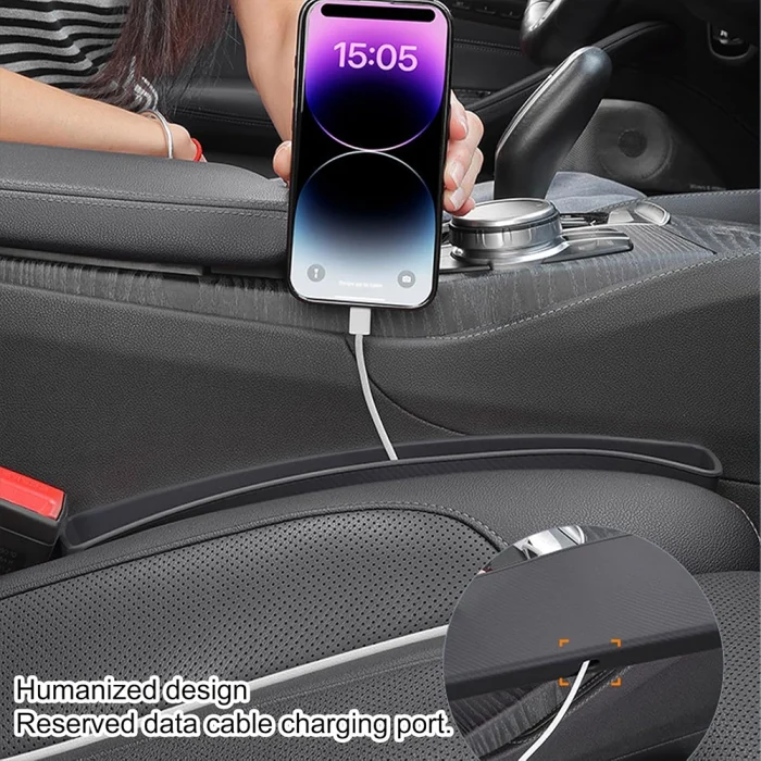 Toby&rsquo;s 2-in-1 Car Seat Gap Filler Organizer &ndash; Universal Black TPE Seat Gap Storage Box (2 Pack) for Cars, SUVs, and Trucks | Extra Storage + Anti-Drop Plug with Charging Hole - Image 4