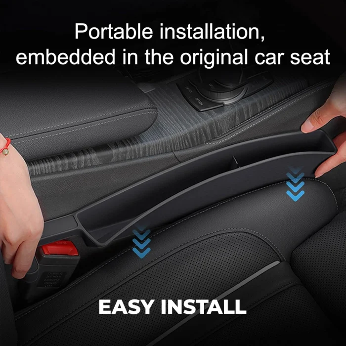 Toby&rsquo;s 2-in-1 Car Seat Gap Filler Organizer &ndash; Universal Black TPE Seat Gap Storage Box (2 Pack) for Cars, SUVs, and Trucks | Extra Storage + Anti-Drop Plug with Charging Hole - Image 2