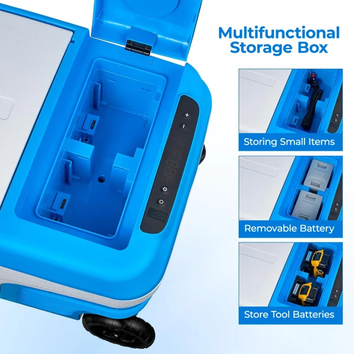 Tobys TR-32 Rechargeable 32L Portable Fridge Freezer 60W Compressor, APP Control, Removable Battery, 12V/24V/AC Power, Low Noise 45dB, Fast Cooling to -20 Degree C, With Wheels And Handle - Image 7
