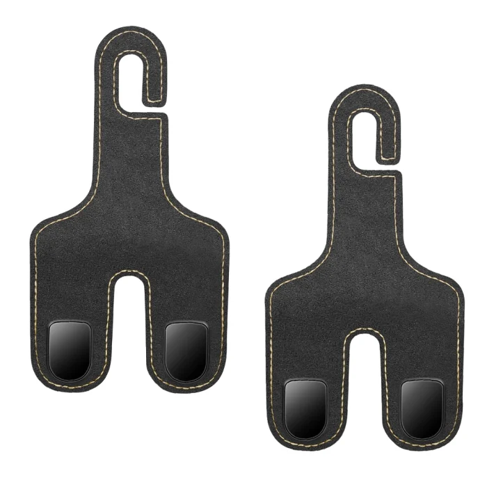 Toby&rsquo;s HH01 Black Double Hook Car Hanger &ndash; PU Leather & Metal Back Seat Organizer Hooks, Multi-Functional Headrest Storage Holder for Bags, Phones & Accessories, 20KG Capacity (2 Pack) - Image 2