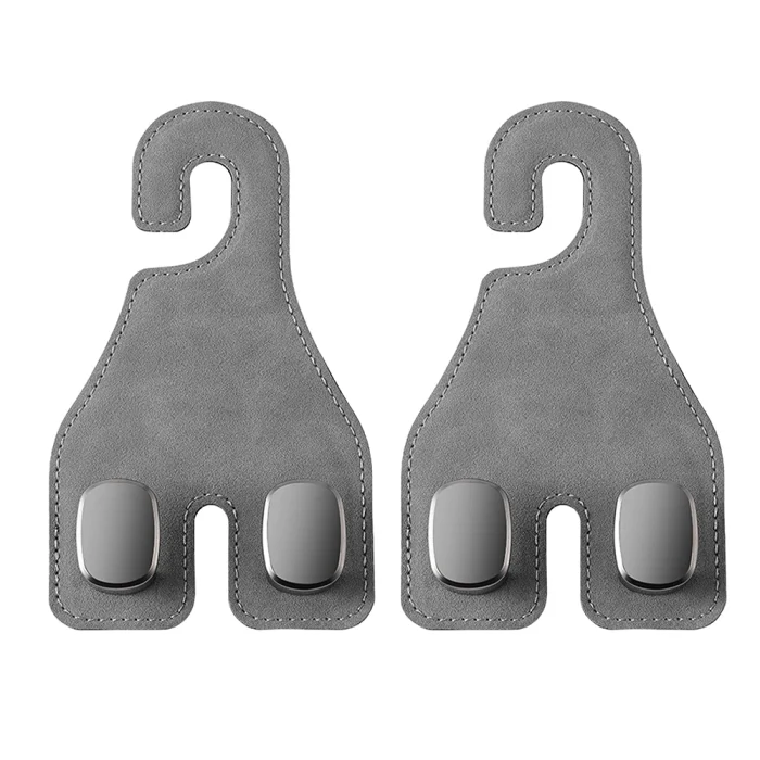Toby&rsquo;s HH01 Grey Double Hook Car Hanger &ndash; PU Leather & Metal Back Seat Organizer Hooks, Multi-Functional Headrest Storage Holder for Bags, Phones & Accessories, 20KG Capacity (2 Pack) - Image 2